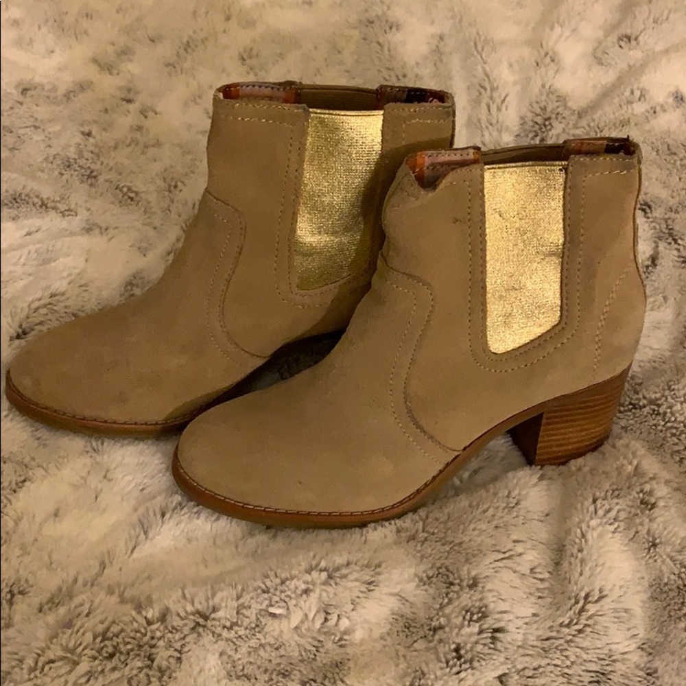 Sperry top-sider ankle boots gold stripe 7 1/2